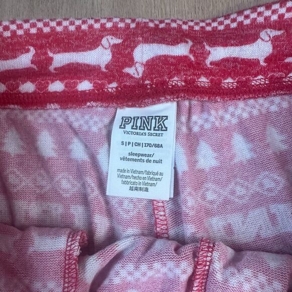 Victoria’s Secret PINK Sleepwear Pajama Set Fair Isle Print Red White Sz S - Picture 8 of 8